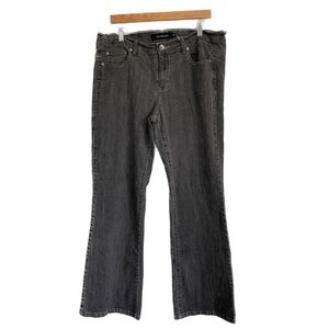Calvin Klein Distressed Antique Black Boot Cut Stretch Jeans White Stitch Sz 16W